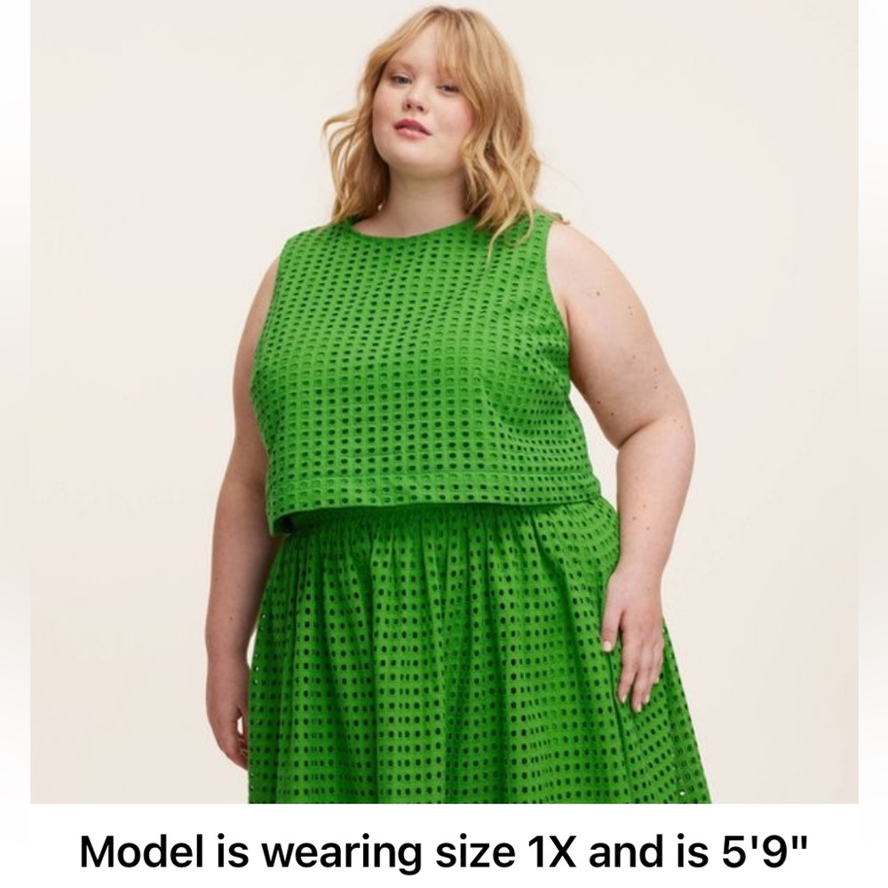 KATE SPADE NEW YORK x TARGET WOMEN’S EYELET TANK TOP GREEN 2x 20/22